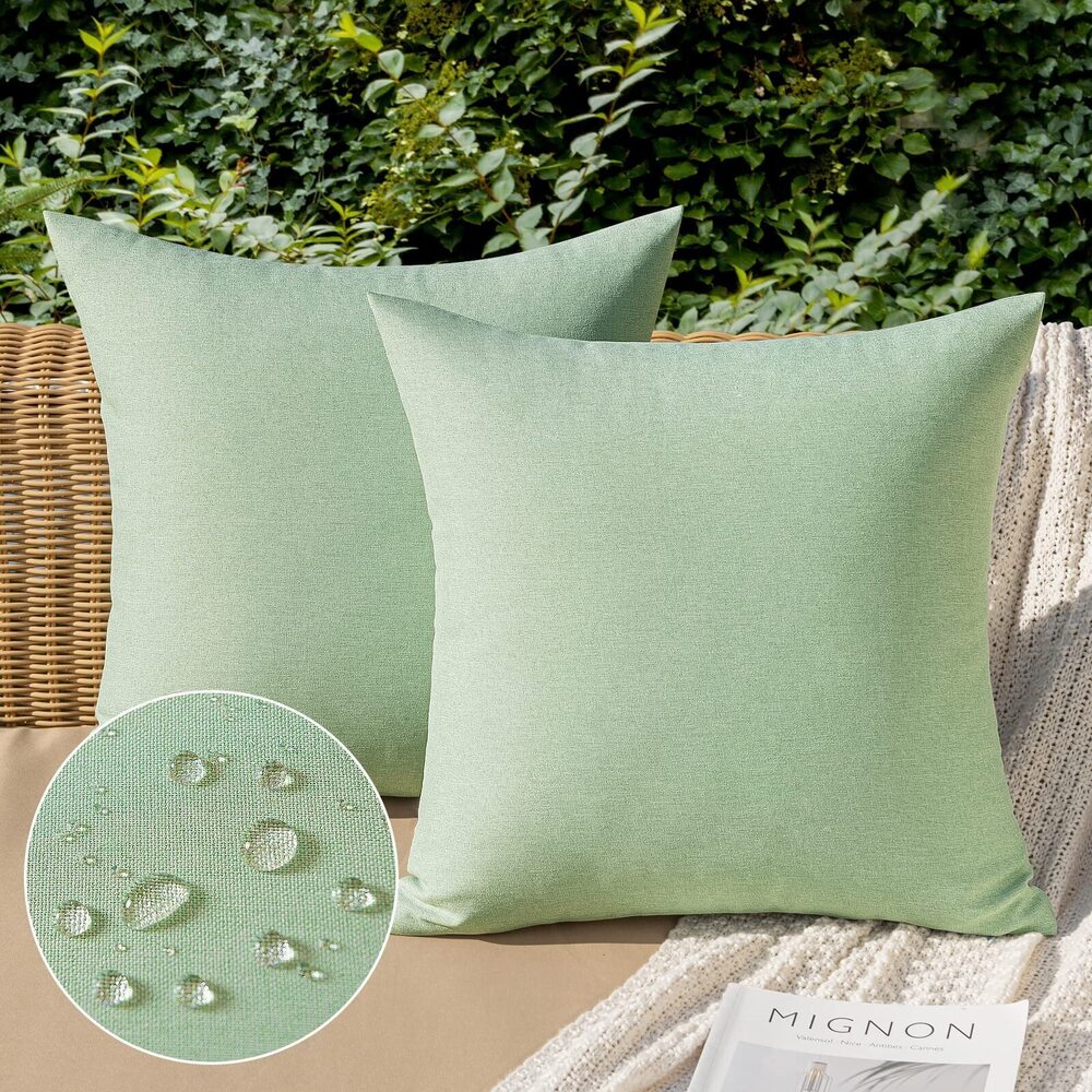 5917 Pack of 2 Decorative Outdoor Solid Waterproof Throw Pillow Covers Faux